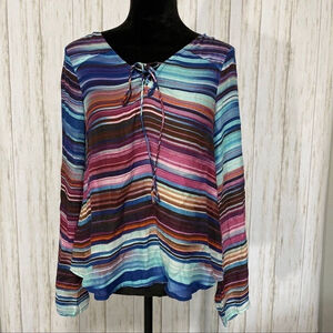 Sanctuary Kinsley lace up striped top size xs
